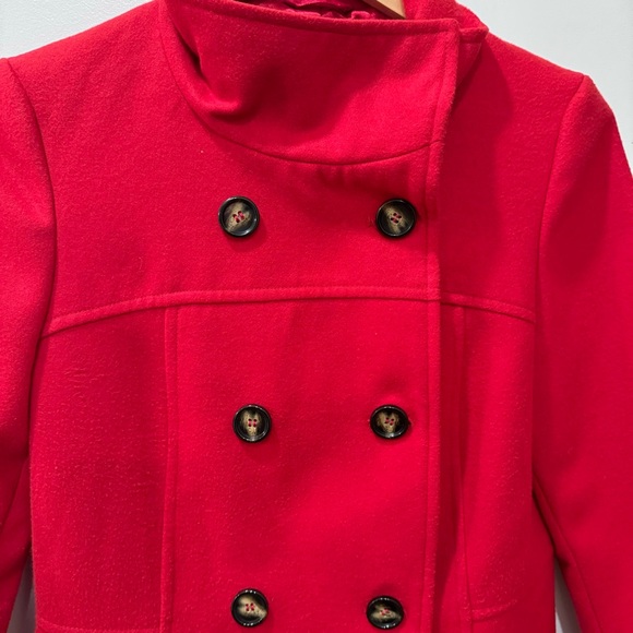 Women's Red Double-Breasted Coat - Picture 2 of 8